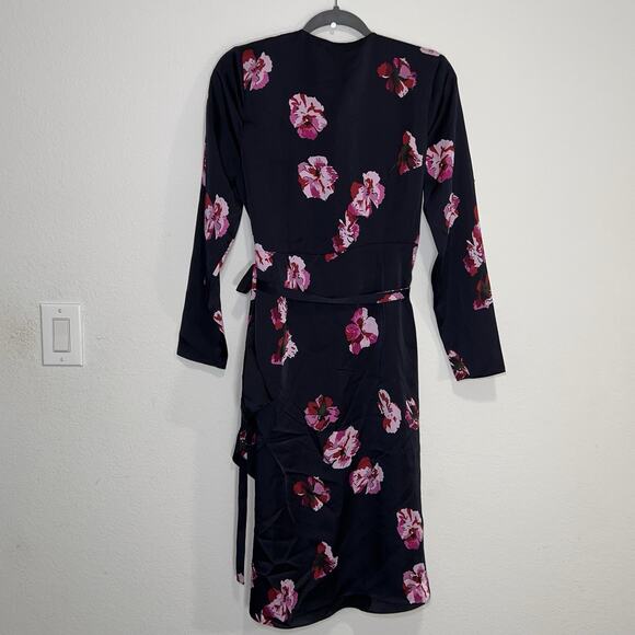 JOIE Floral Wrap Dress Size M Midnight Navy Blue Pink Miltona MSRP $398 NEW NWT - Picture 9 of 12